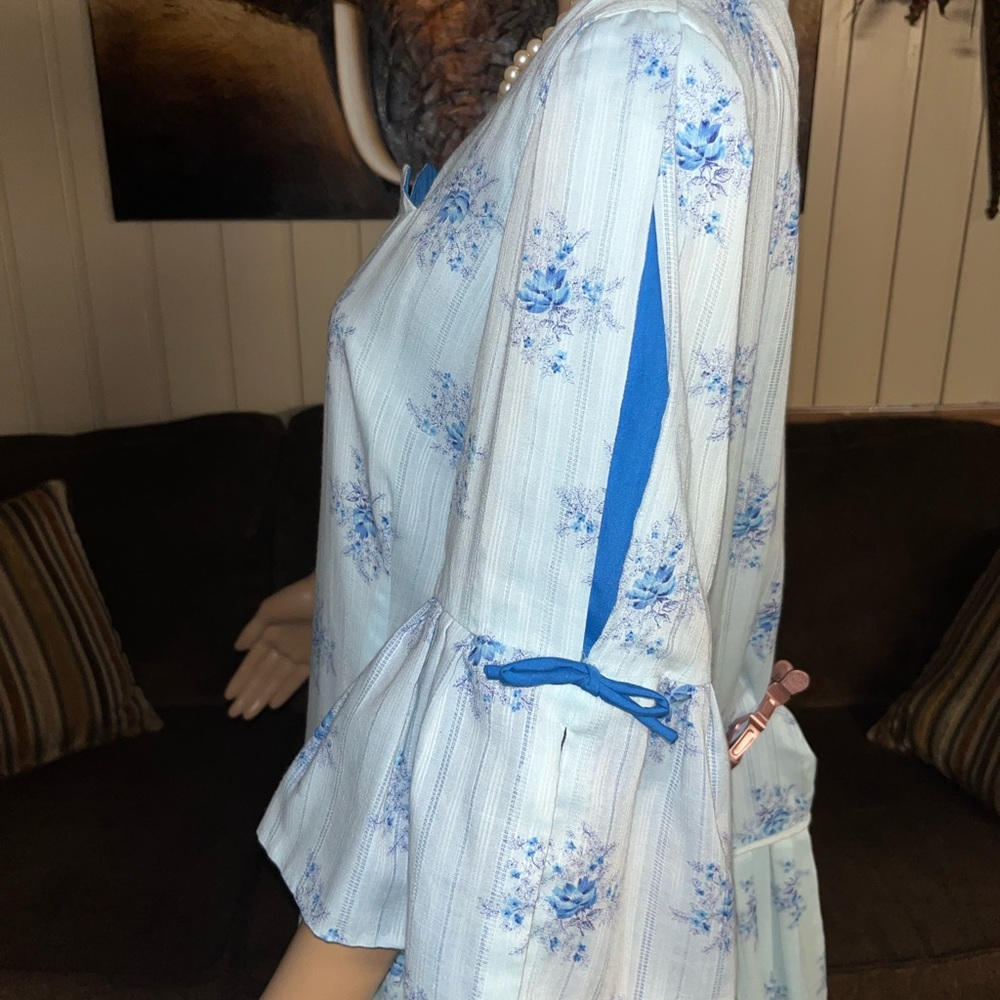 Katerina Originals ~ 2 X-Large ~ Vintage (70’s) ~ Blue Floral ~ Boho Maxi Dress - Picture 9 of 16
